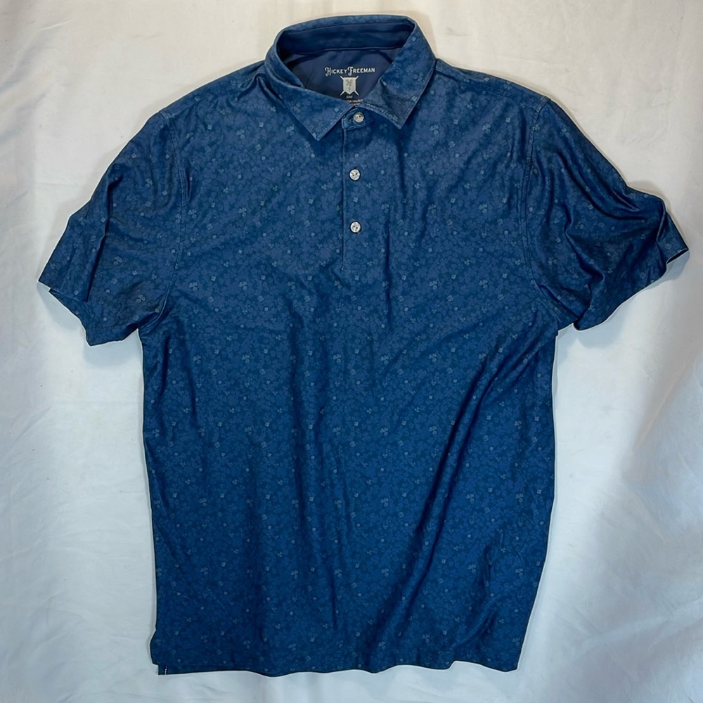 Hickey Freeman medium blue golf polo